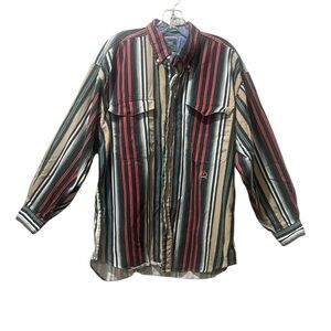 Mcintosh Seymour Rugby Shirt Men's XL Striped Long Sleeve Button Down Cotton Vtg